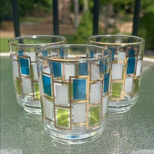 Libbey Nordic Juice Glasses with Geometric pattern set of 3